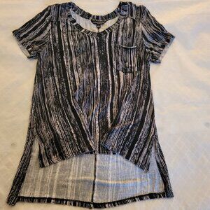 Rock Republic Stripped Tunic Top Black White Women Blouse Shirt Size Medium